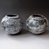 PhD2113 Vases ronds gris-bleu, h.21cm, stoneware, TerraDelft