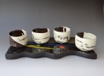 JH20-01 Cups on a stand, 3x41,5x19cm, stoneware, TerraDelft1