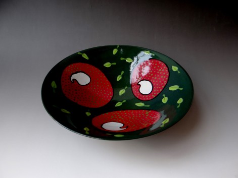 ZX2101 Bowl green and red, h.8xd.27,5cm, wheelthrown stoneware, TerraDelft1