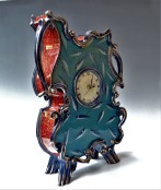 RE2301 Rococo Fish Clock, h.45,5x32x11,5cm, aardewerk-glazuur-goudluster-uurwerk, TerraDelft3