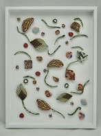 2452 Muur object Leaf fantasy, 40x30x3cm, porselein-ingelijst