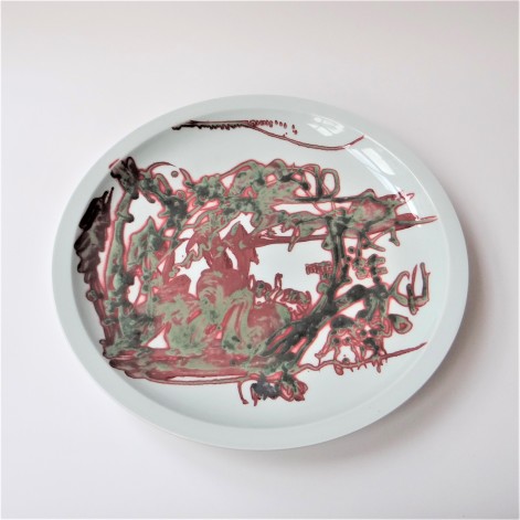 JL-M12 Sanbao Landscape, Large plate, d.50xh.6cm, wallpiece porcelain-glaze, TerraDelft1