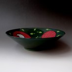 ZX2101 Bowl green and red, h.8xd.27,5cm, wheelthrown stoneware, TerraDelft2