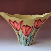 JK1 22-1 Vase wave, cut out stoneware, handpainted, h.33,5×53,5×17cm, TerraDelft