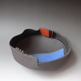 JH20-13 Large bowl, blue-orange, glaze, h.14x40x37cm, stoneware, TerraDelft1