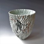 Flow Vase L2, h.30xd.24cm, JDZ porcelain-black-orange, TerraDelft