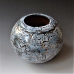 PhD2113-1 Vase rond gris-bleu, h.21xd.25cm, stoneware, TerraDelft