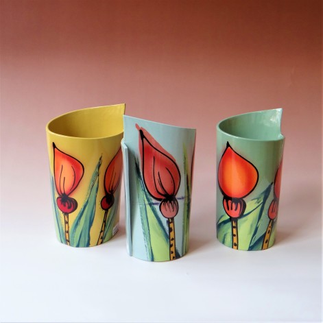 JK16 Cylinder vases M, h.16×12×9cm, stoneware, handpainted, TerraDelft