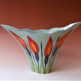JK1 Vase wave, cut out stoneware, handpainted, h.33,5×53,5×17cm, TerraDelft