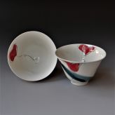 Teabowl red, wheel thrown porcelain, h.7,5xd11cm, TerraDelft1