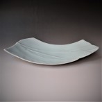 HG1809 Plate Leaf M, porcelain-celadon glaze, h.4,5x40x21cm, TerraDelft4