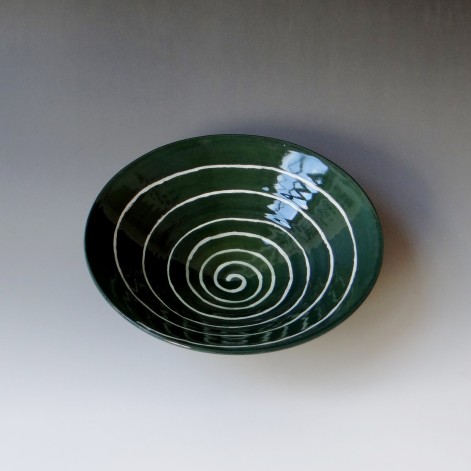 ZX20-1 Green with spiral, h.9xd.27cm, wheethrown, stoneware, TerraDelft1