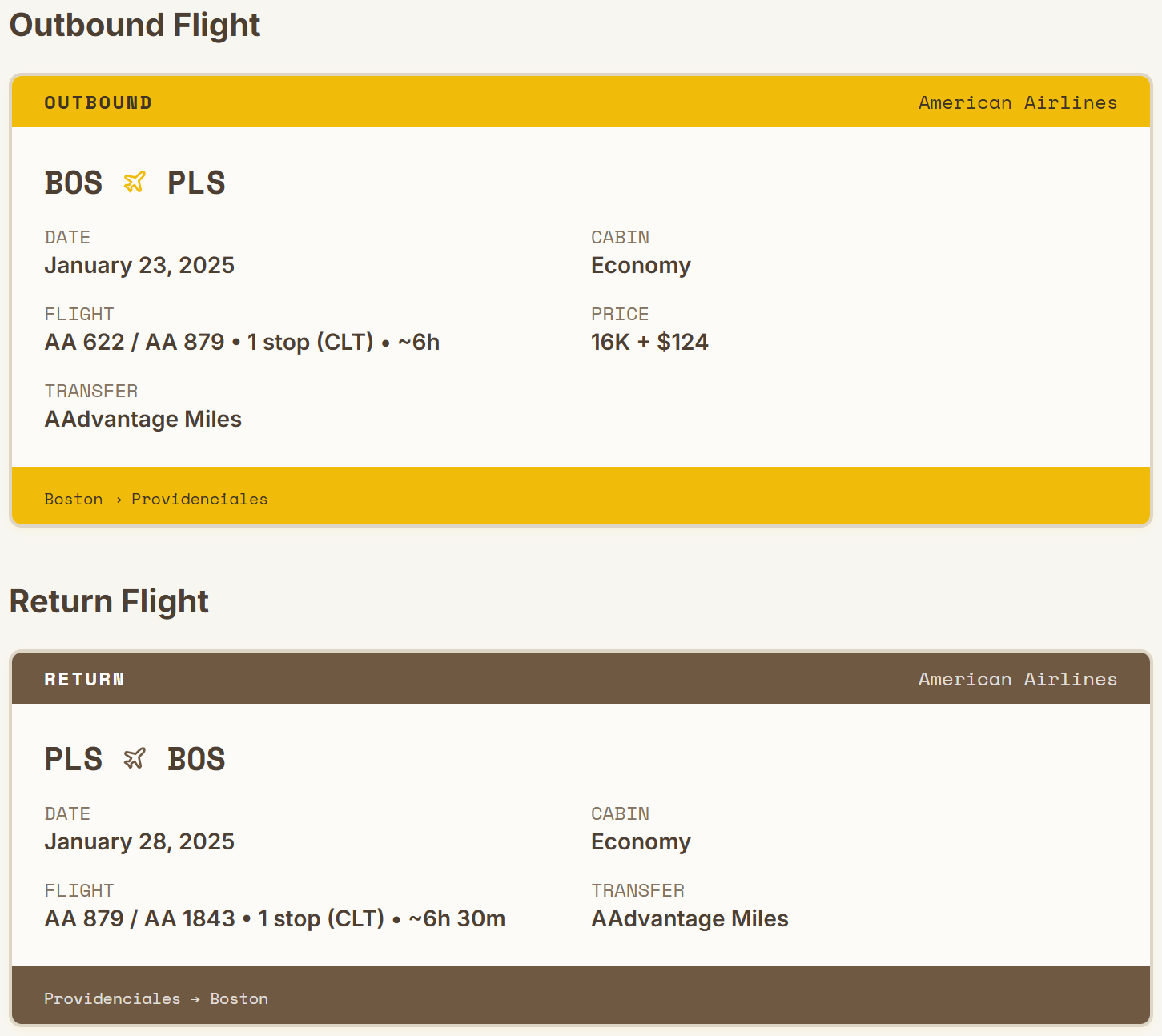 Boston to Turks and Caicos