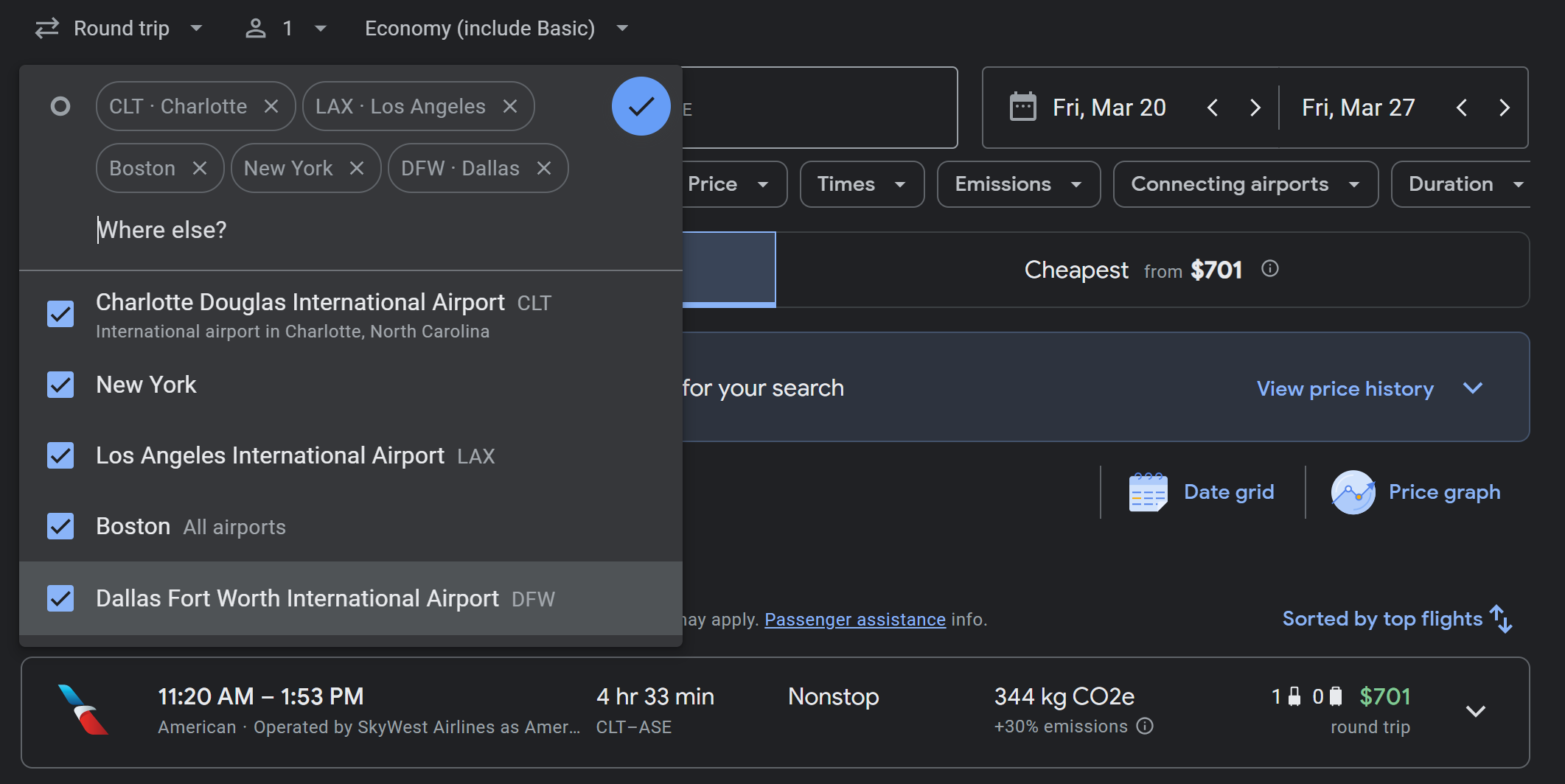 Google Flights Multiple Airport Search