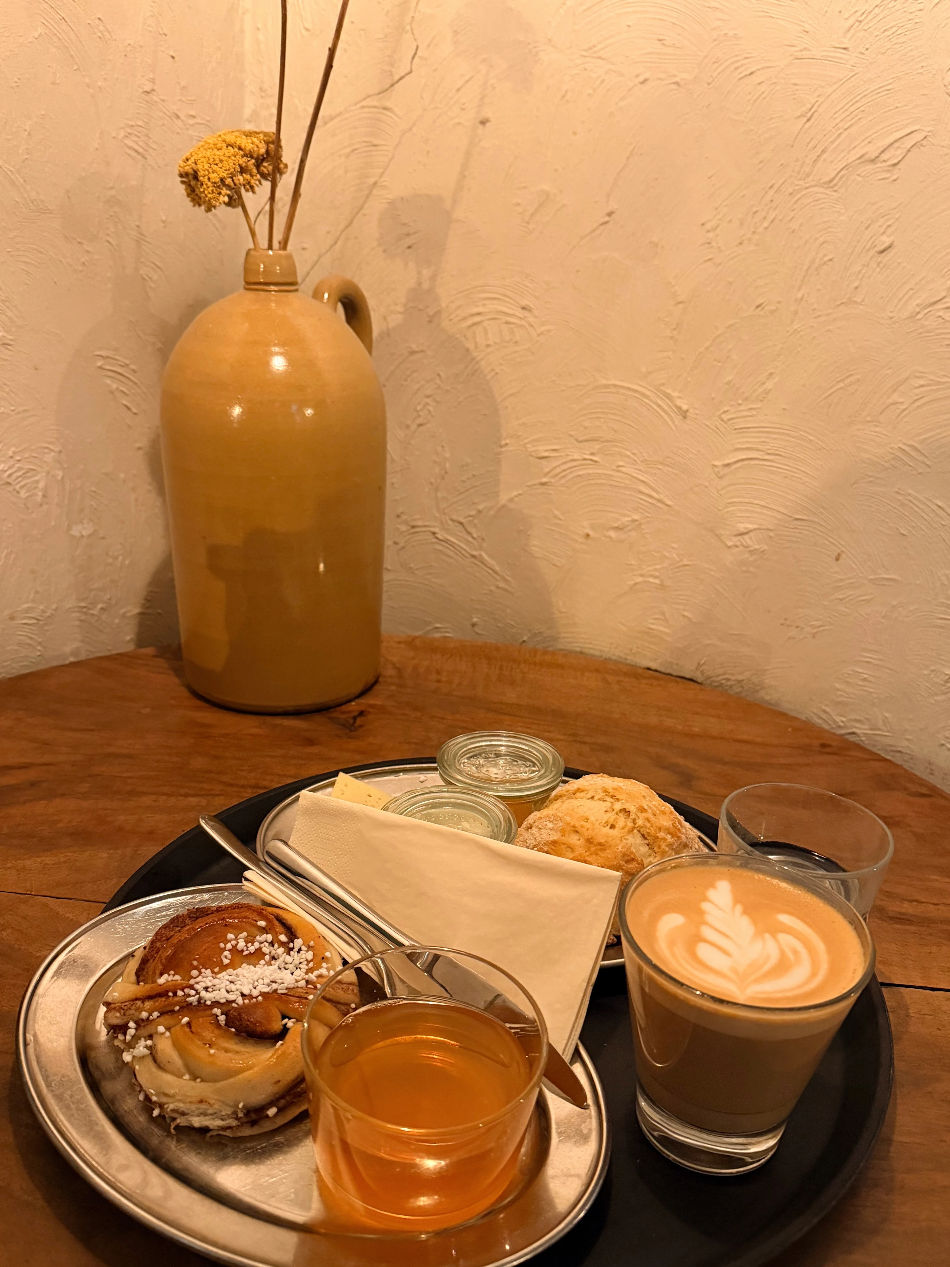 Pastries and coffee at a café in Malmö, Sweden.