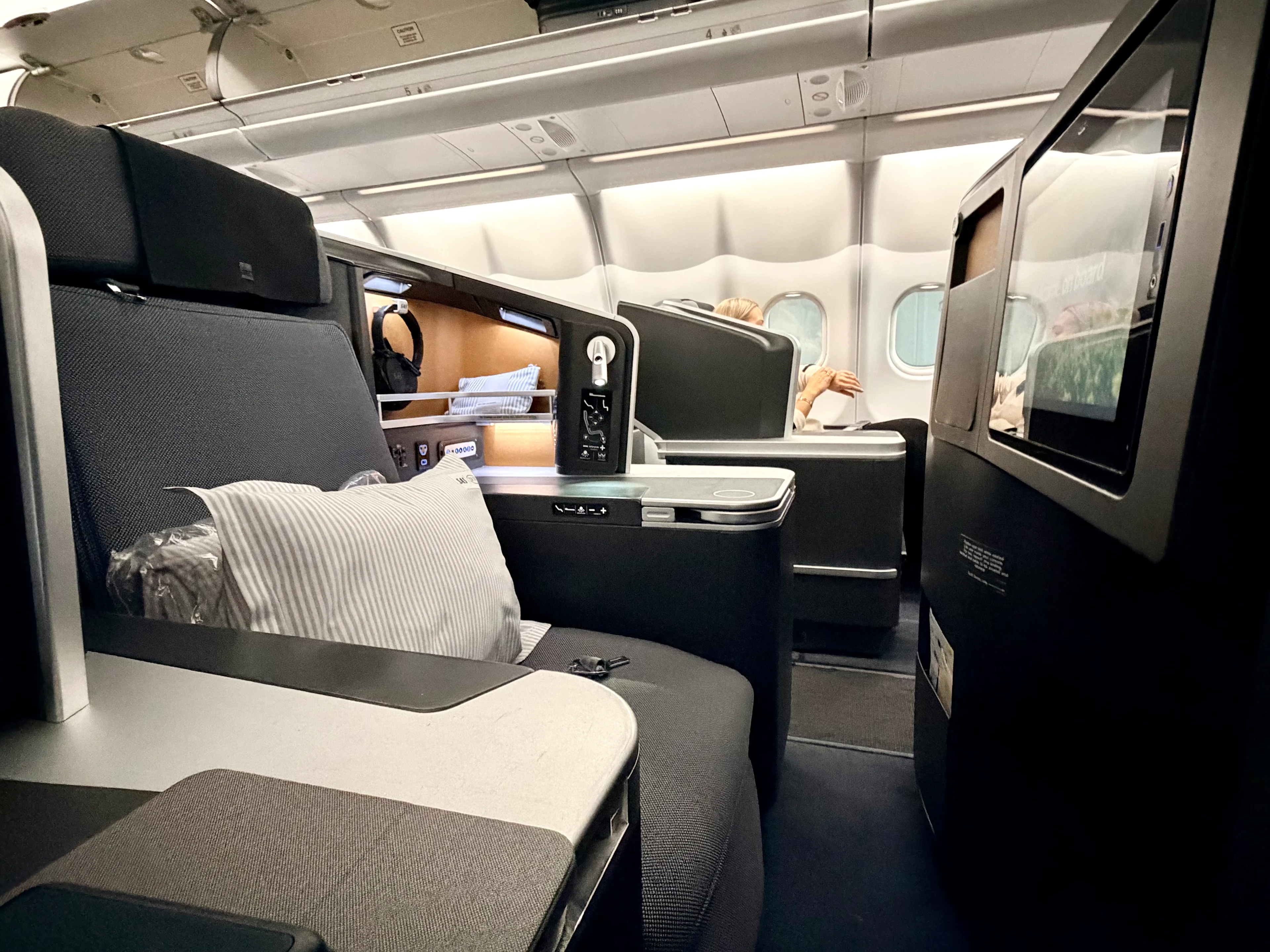 Flight over, lie flat seat