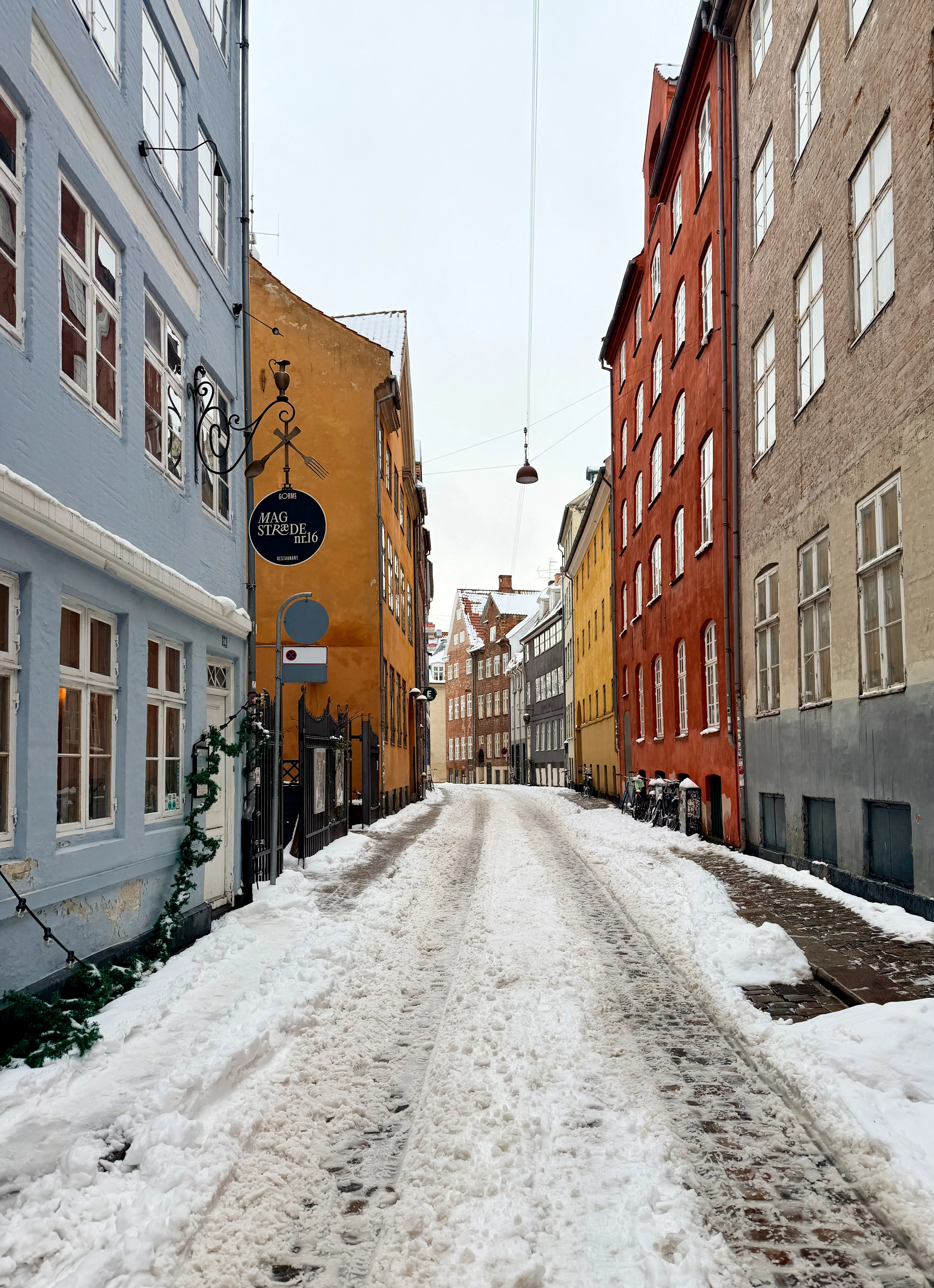 A view along one of the oldest streets in Copenhagen.