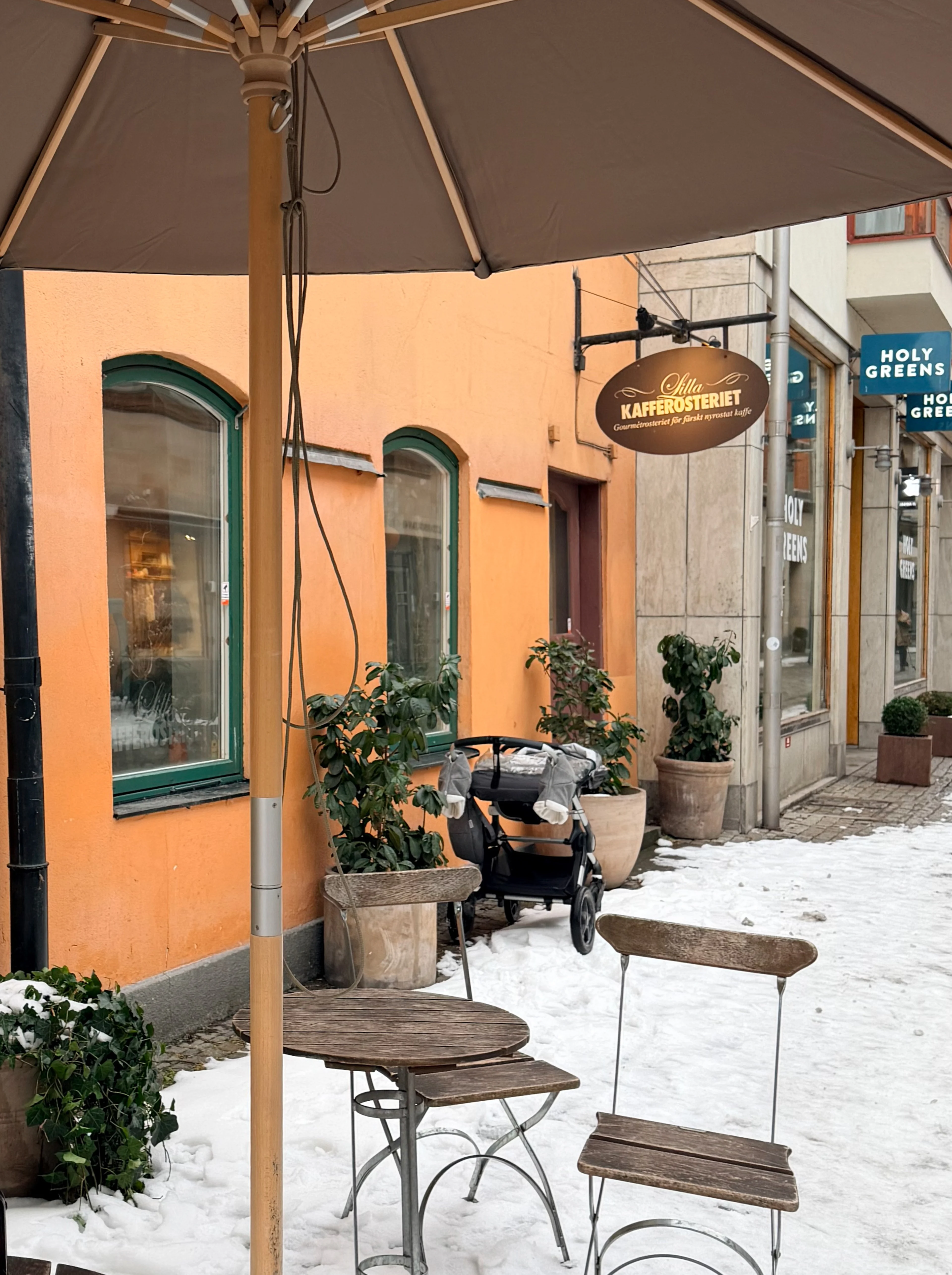 The exterior of a café in Malmö, Sweden.