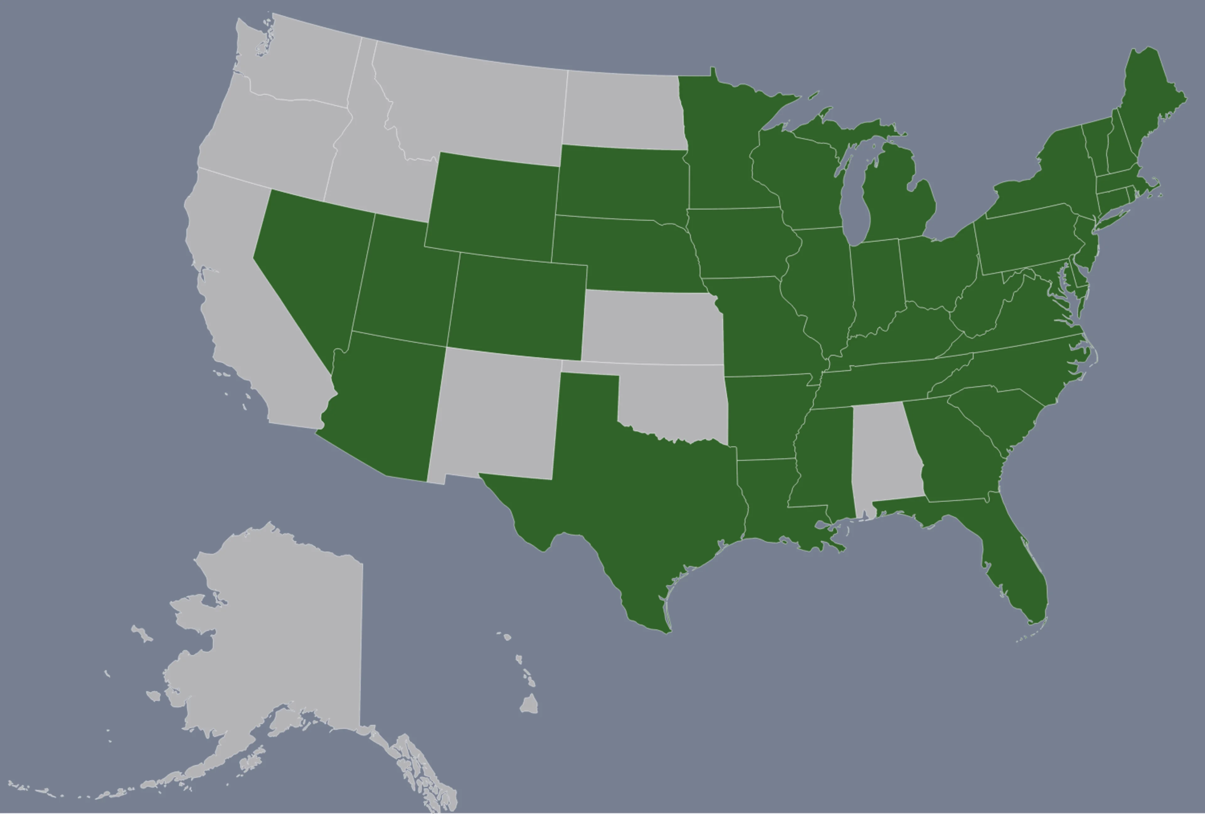 A map of the states that I've been to as of the current moment