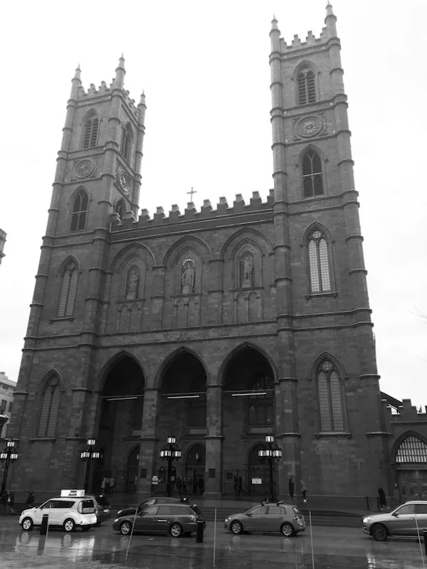 The old, Notre Dame church in Montreal
