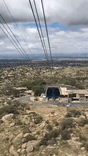 Riding up the Sandia Peak Tramway in Albuquerque