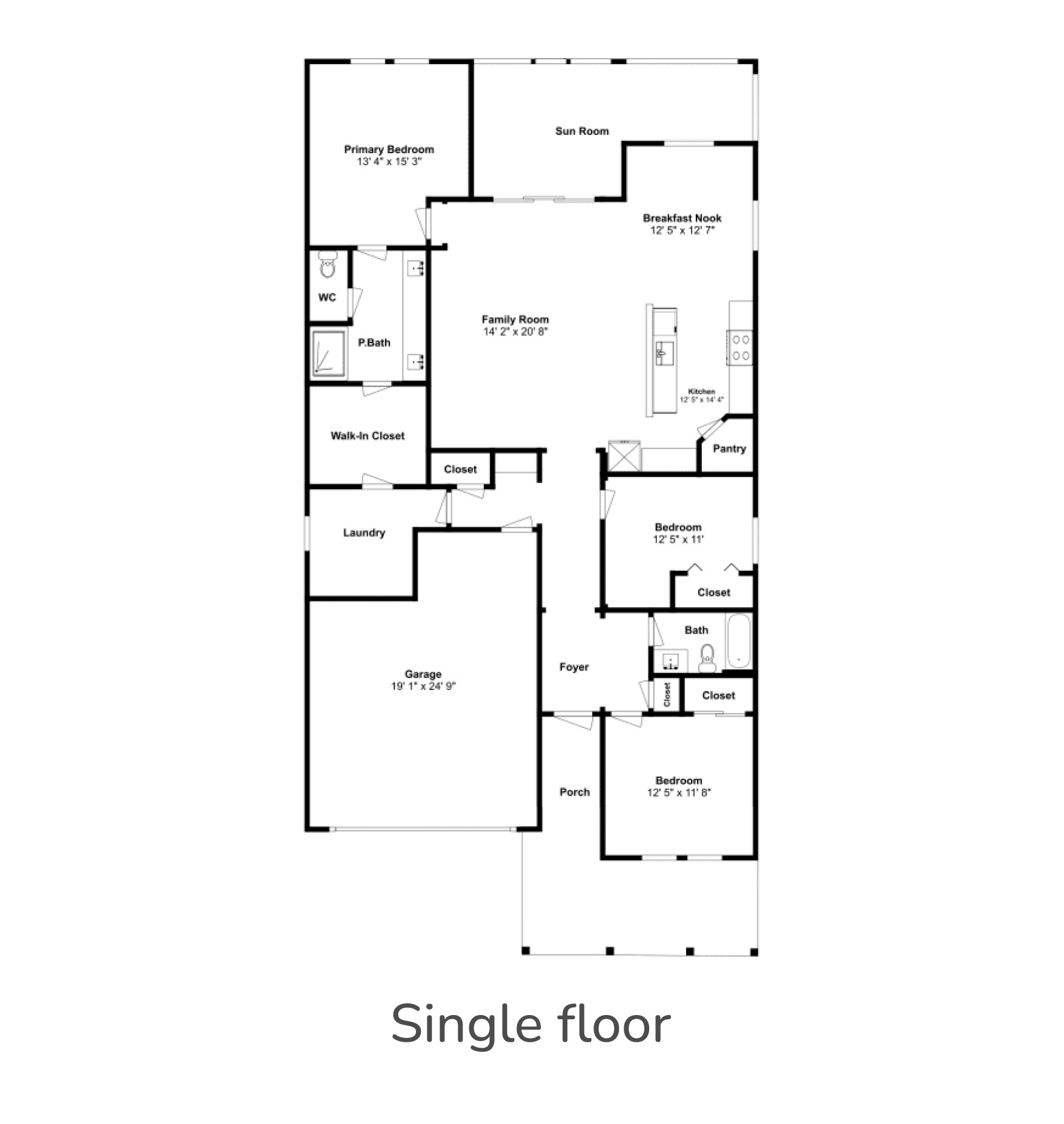 Invitation Homes Twin Rivers community single-story Sunburst floor plan