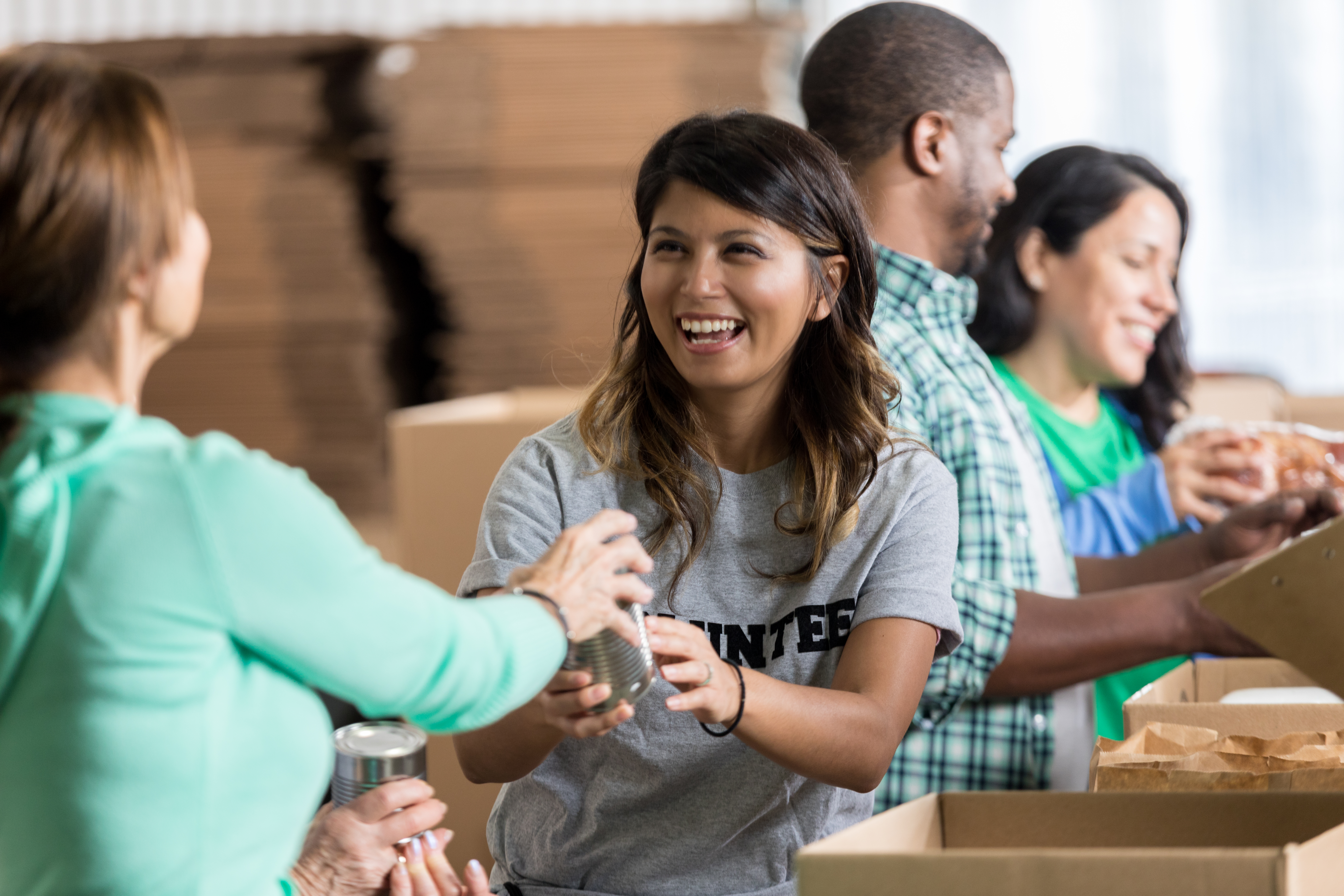 Volunteers working together