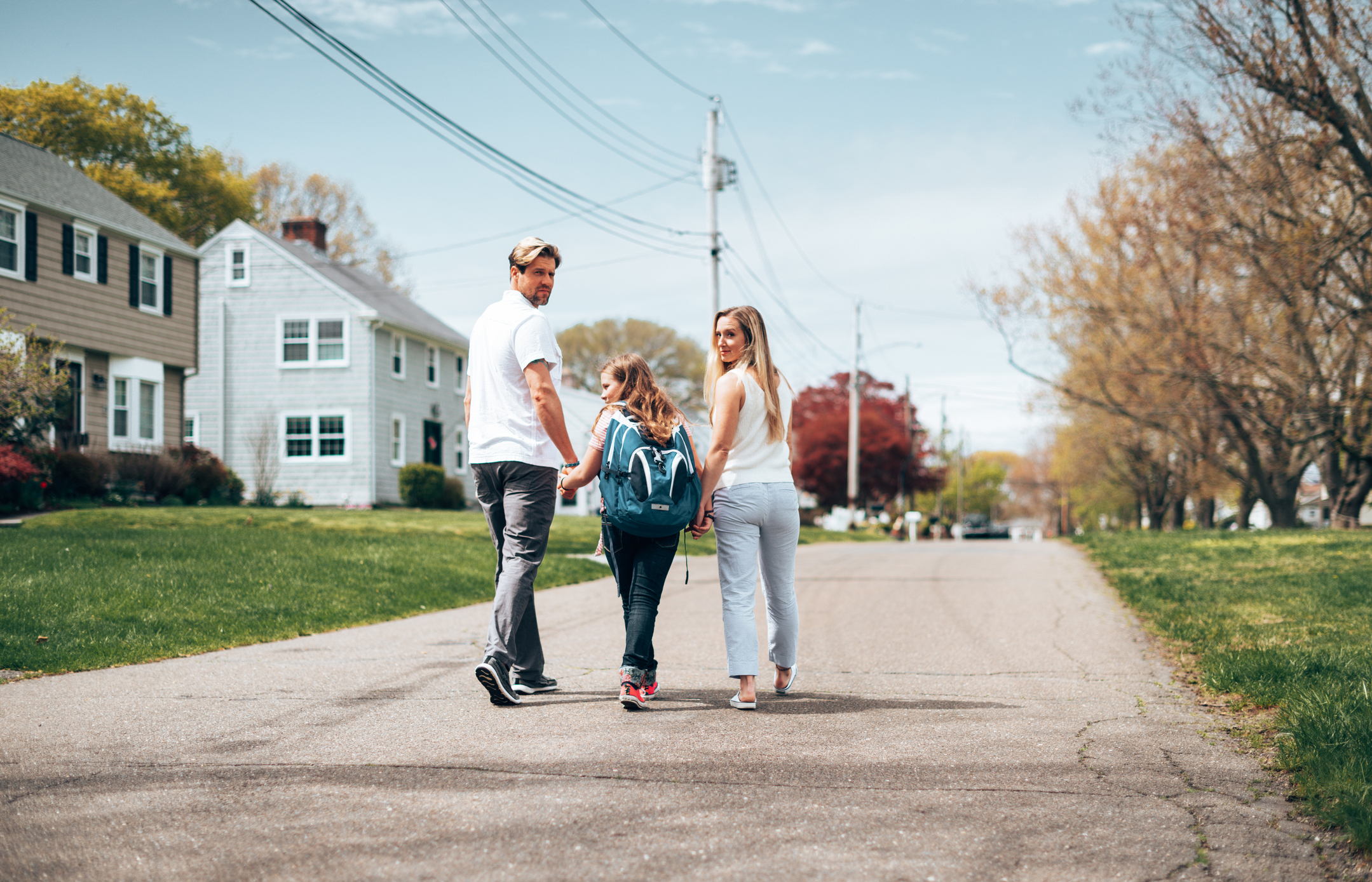 Family walking outside