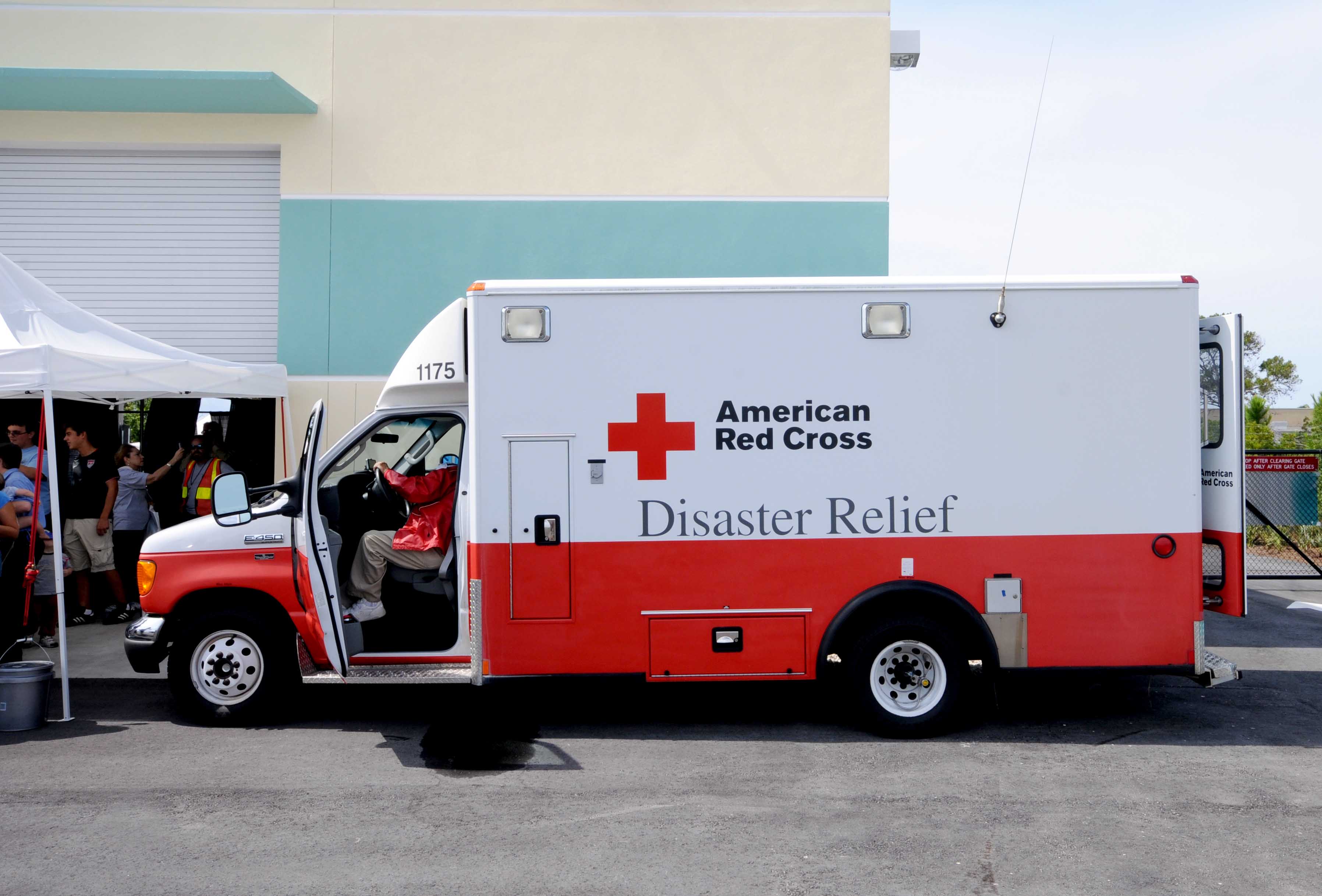 American Red Cross logo on a truck