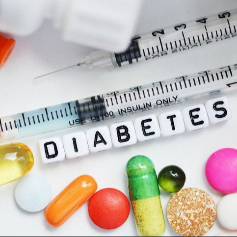 Syringe and medical drugs for diabetes, metabolic disease treatmen