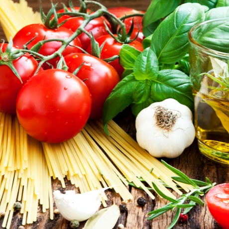 Spaghetti, Tomatoes, Olive Oil, and Basil - Essential Ingredients for Italian Cooking