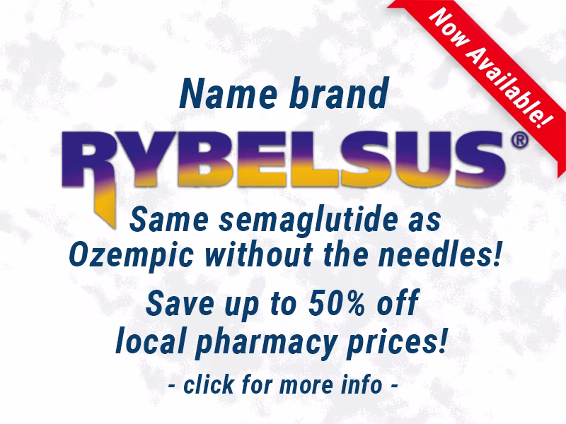 Rybelsus logo with fit and smiling senior woman
