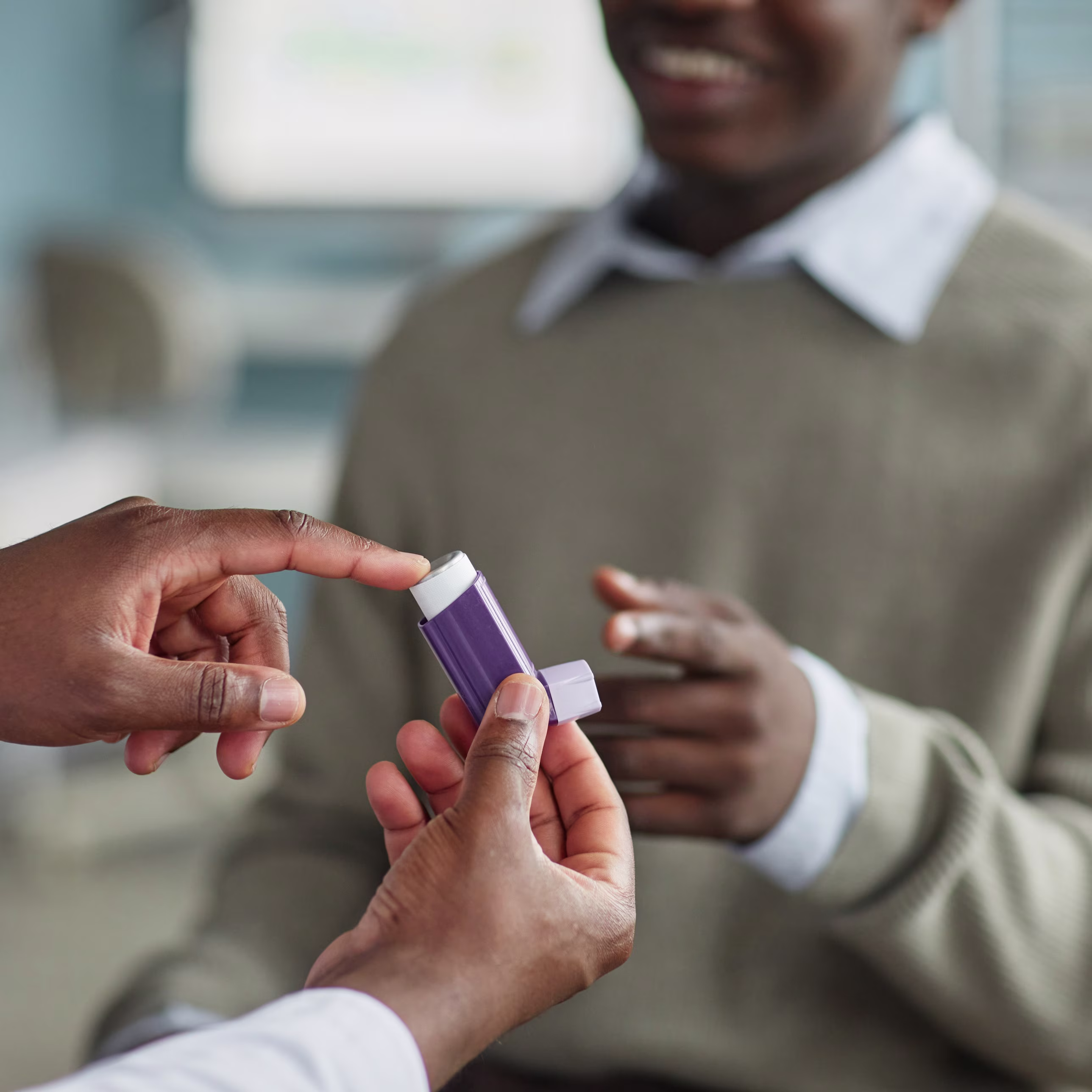  Patient Receiving Prescription Inhaler