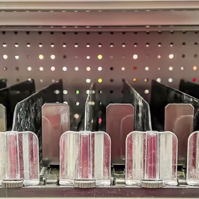 Empty medicine shelves at a retail store