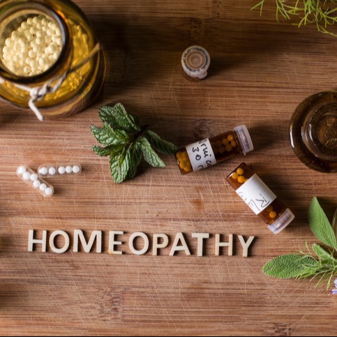 Homeopathy globules and bottles