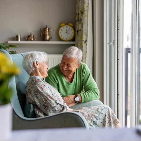 Happy senior couple at home