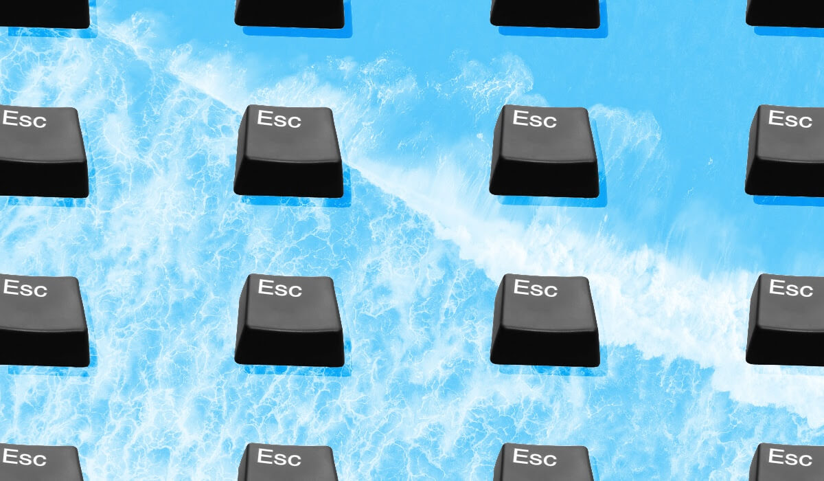 A series of escape keys on top of ocean waves