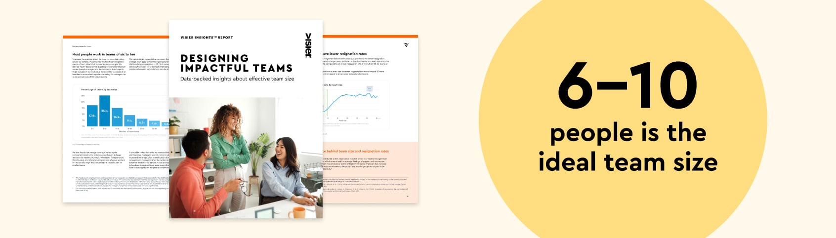 The ideal team size is six to ten people. Download the full report.