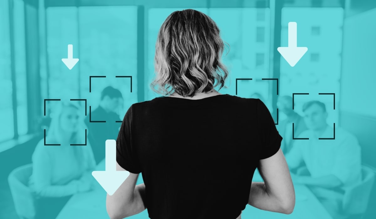 Workforce reductions header, HR leader facing employees