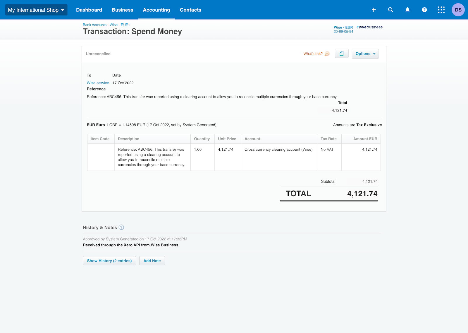 Example for Xero bill payment_2