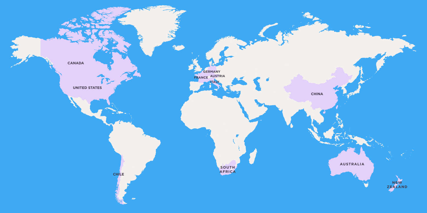 Major Riesling regions around the world