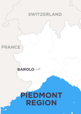 Barolo's location in Northern Italy