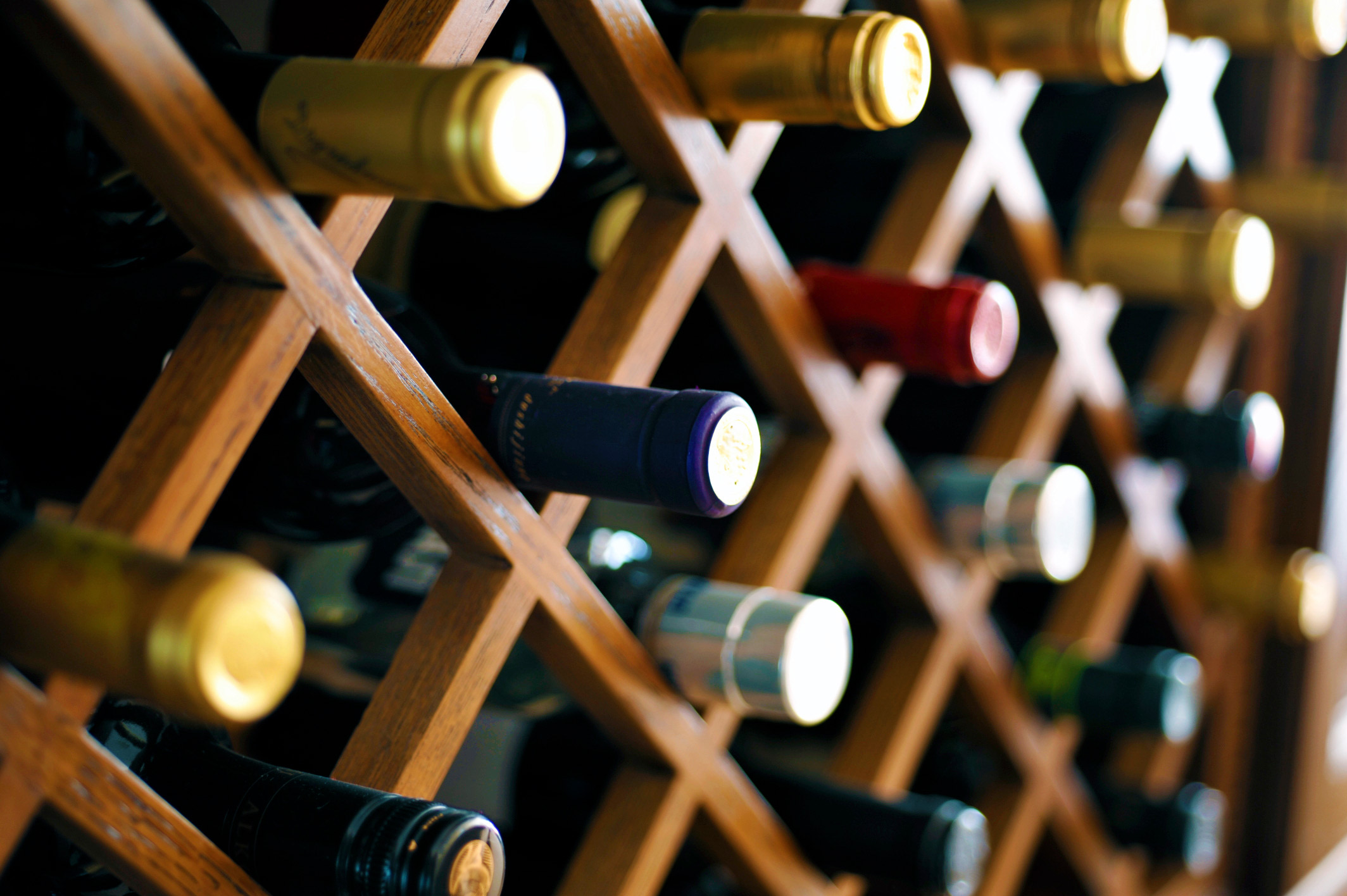 Wine bottles in a wine rack