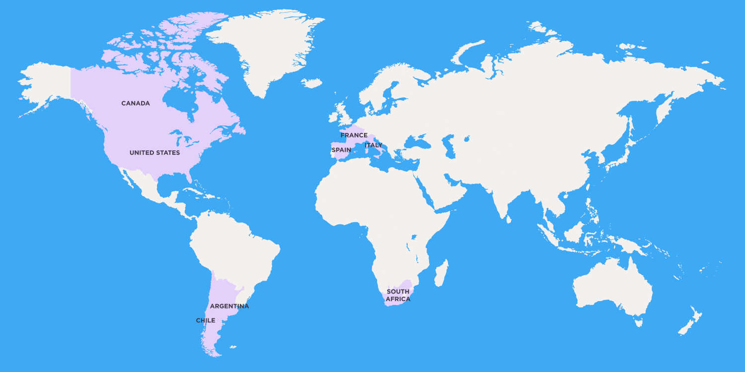 Major Cabernet Franc regions around the world