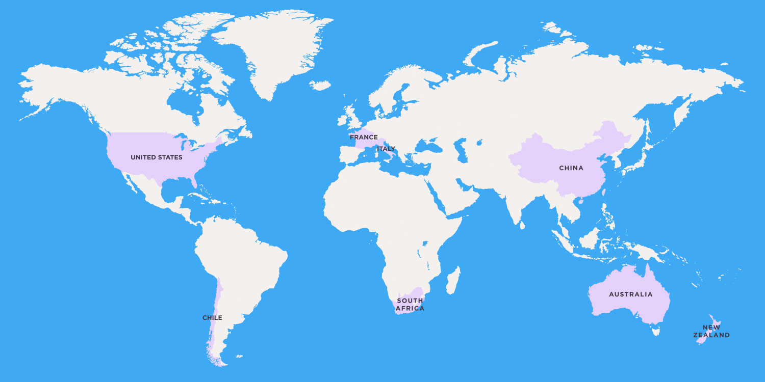 Major Merlot regions around the world