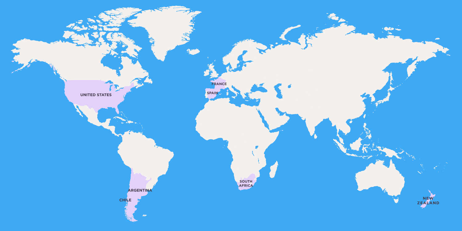 Major Chenin Blanc regions around the world