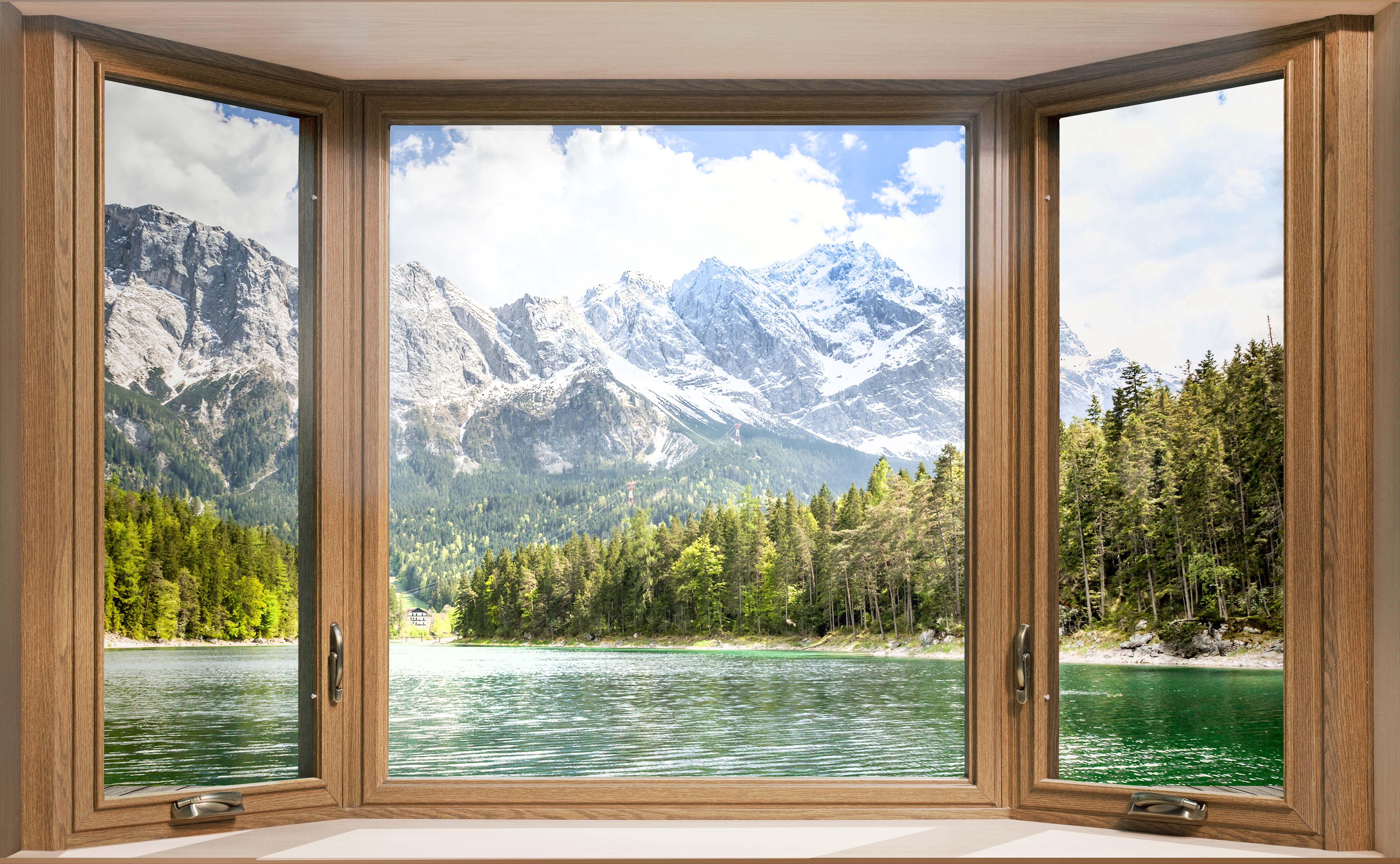 Bay bow windows in living room
