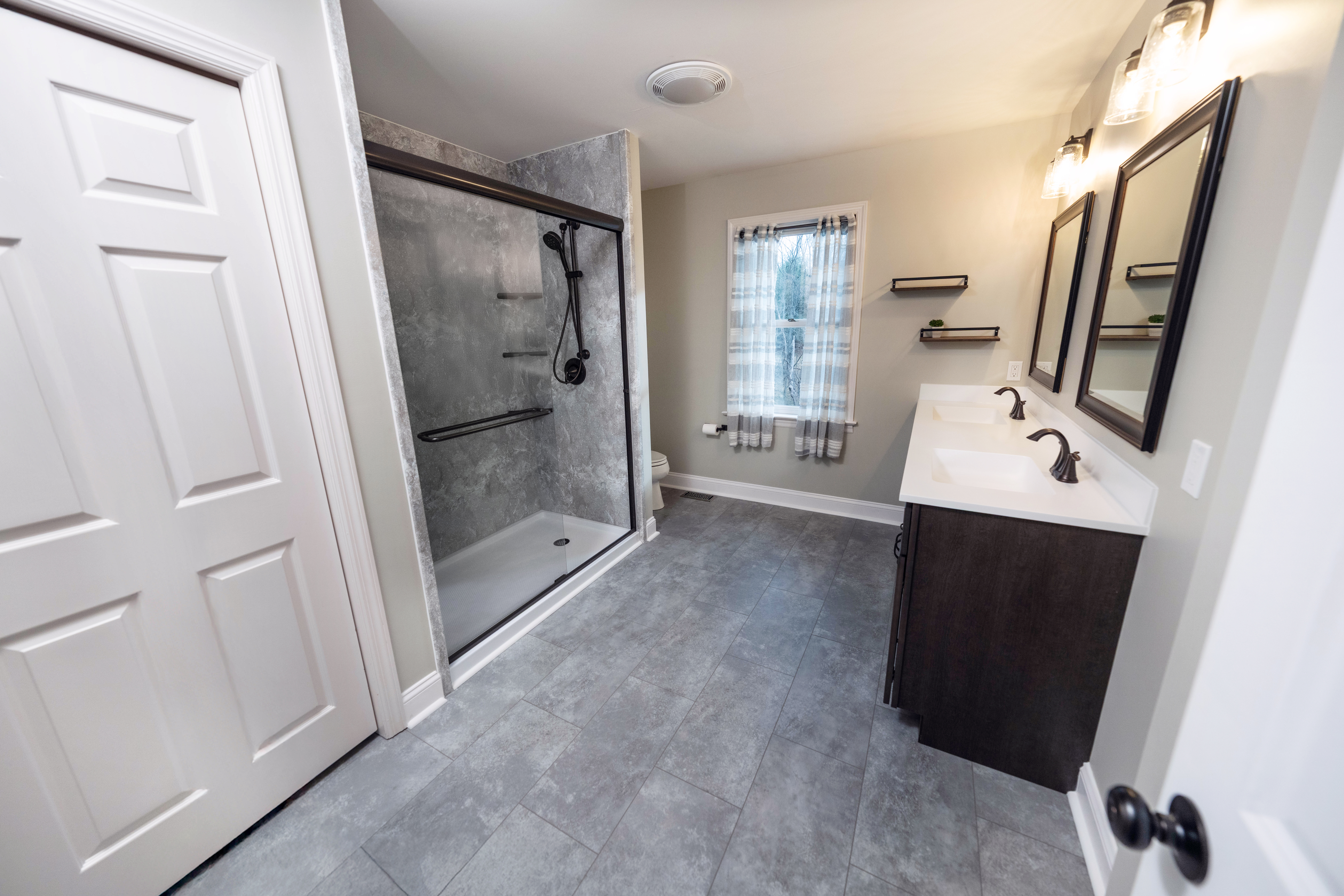Waterproof luxury vinyl flooring in Boston bathroom