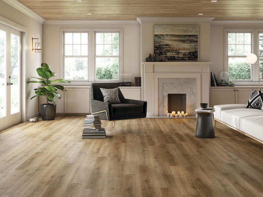 Wood grain luxury vinyl plank flooring