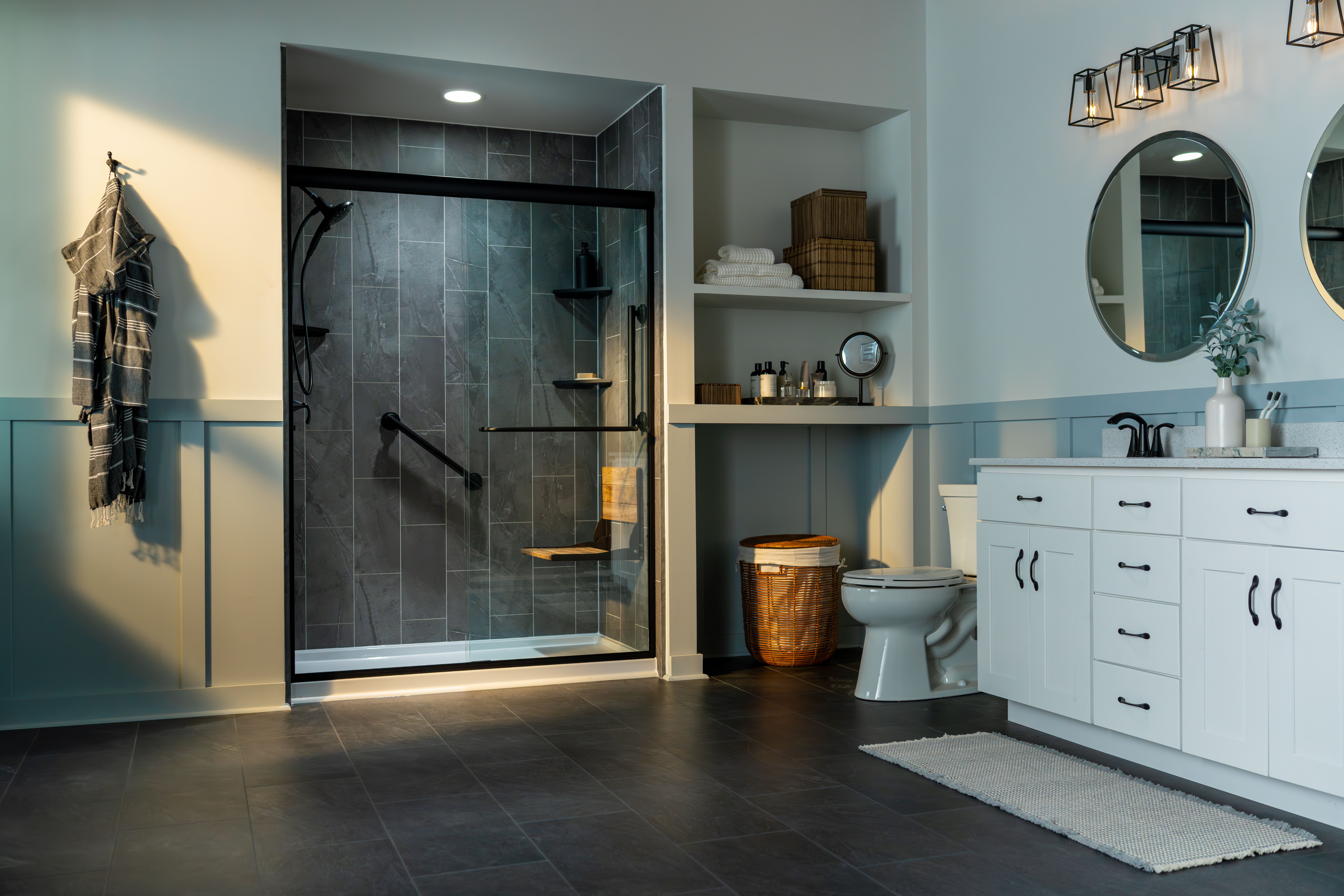 Master bathroom with modern composite luxury shower